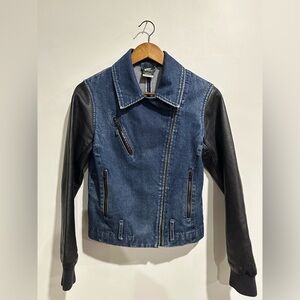 NIKE Vintage Denim Moto Destroyer Leather Zip Up Jacket‎ Size M